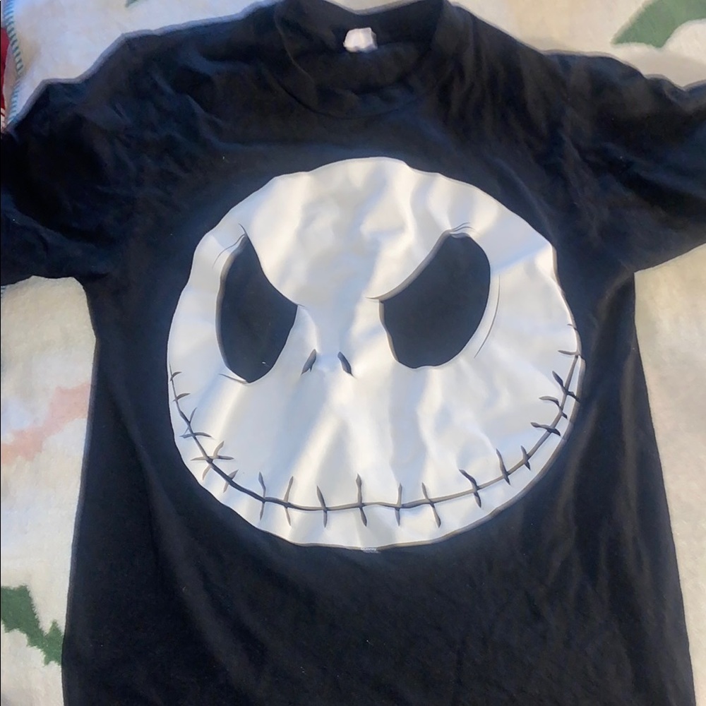 Black T-Shirt with White Skull Graphic